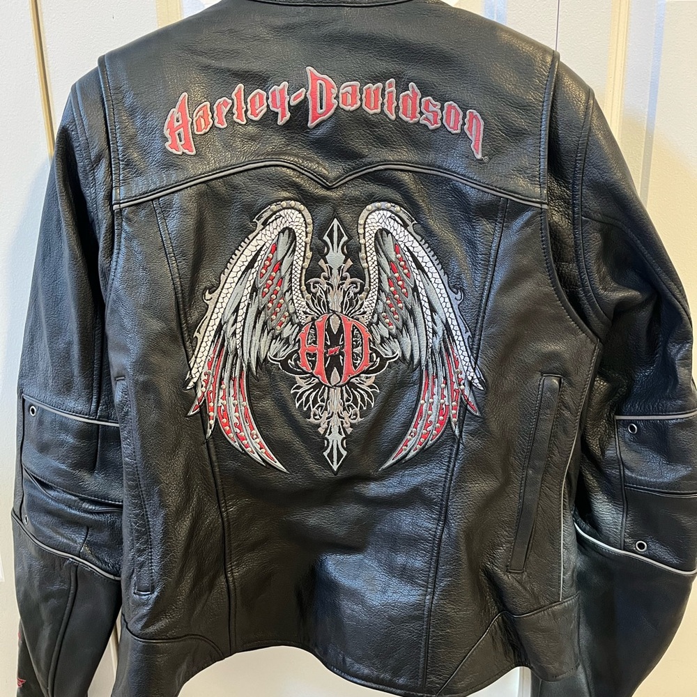 Harley-Davidson Black Leather Jacket with hooded jacket insert.